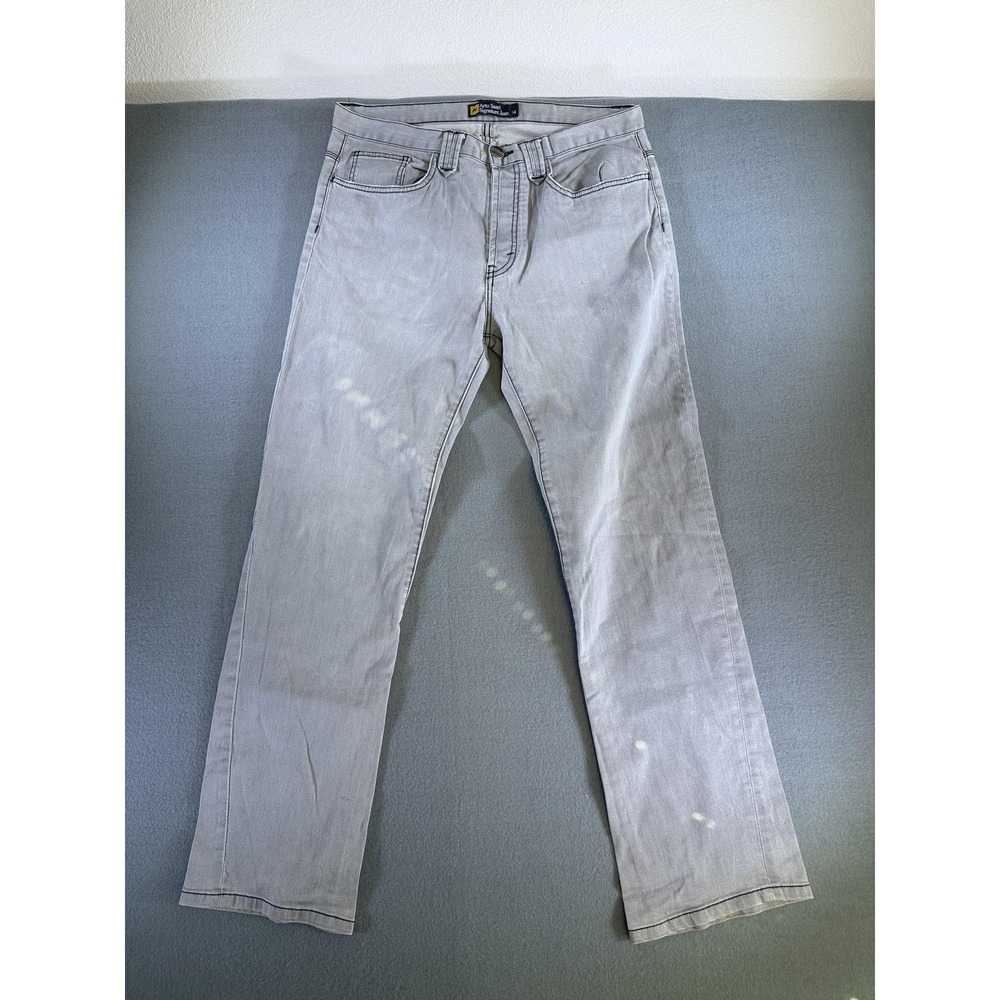 Analog Arto Saari Signature Jeans Mens 34x32 Gray Light Wash Straight Denim
